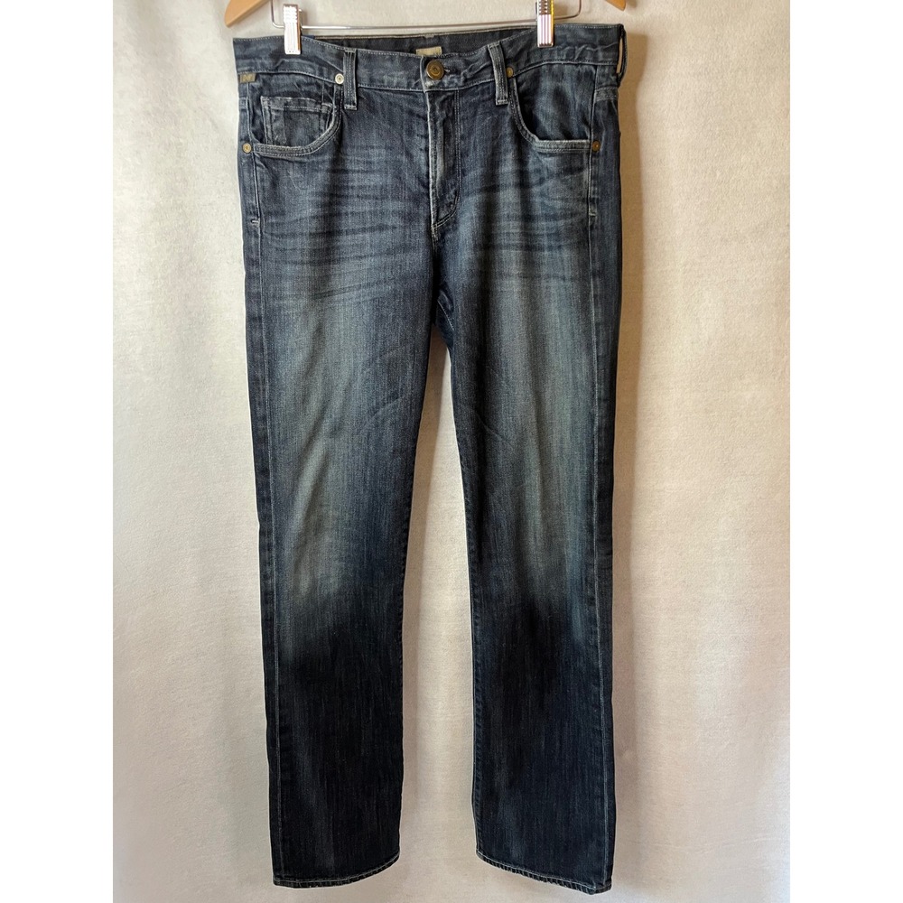 Citizens of Humanity Sid straight-leg jeans dark wash faded blue‎ denim 33x34